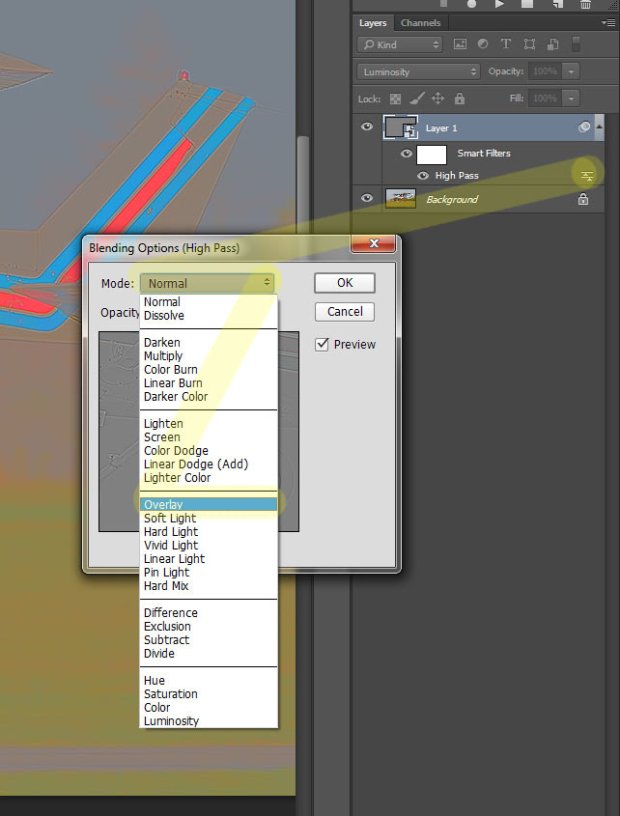 Selecting Overlay blend mode
